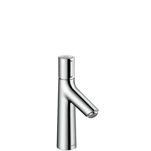 Wasserhahn mit schwenkbarem Auslauf und seitlichem Hebel zur Steuerung. Aus Chrom, hergestellt von Hansgrohe. Design für ein Waschbecken.